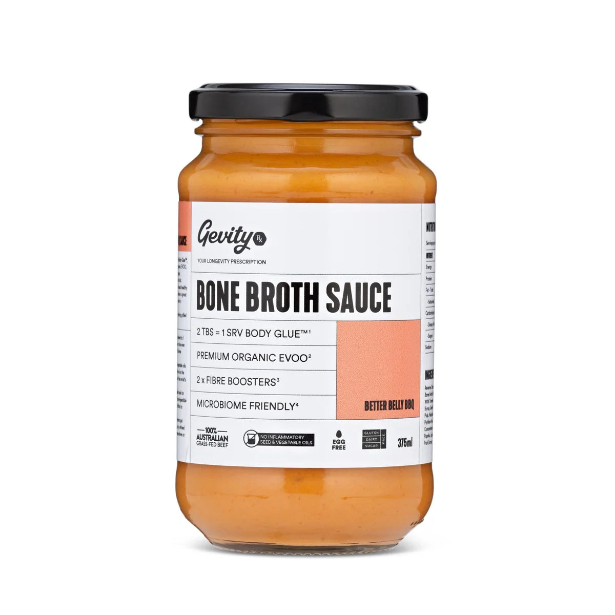 Bone Broth Sauce Better Belly BBQ G/F 375ml (Copy) Gevity Rx