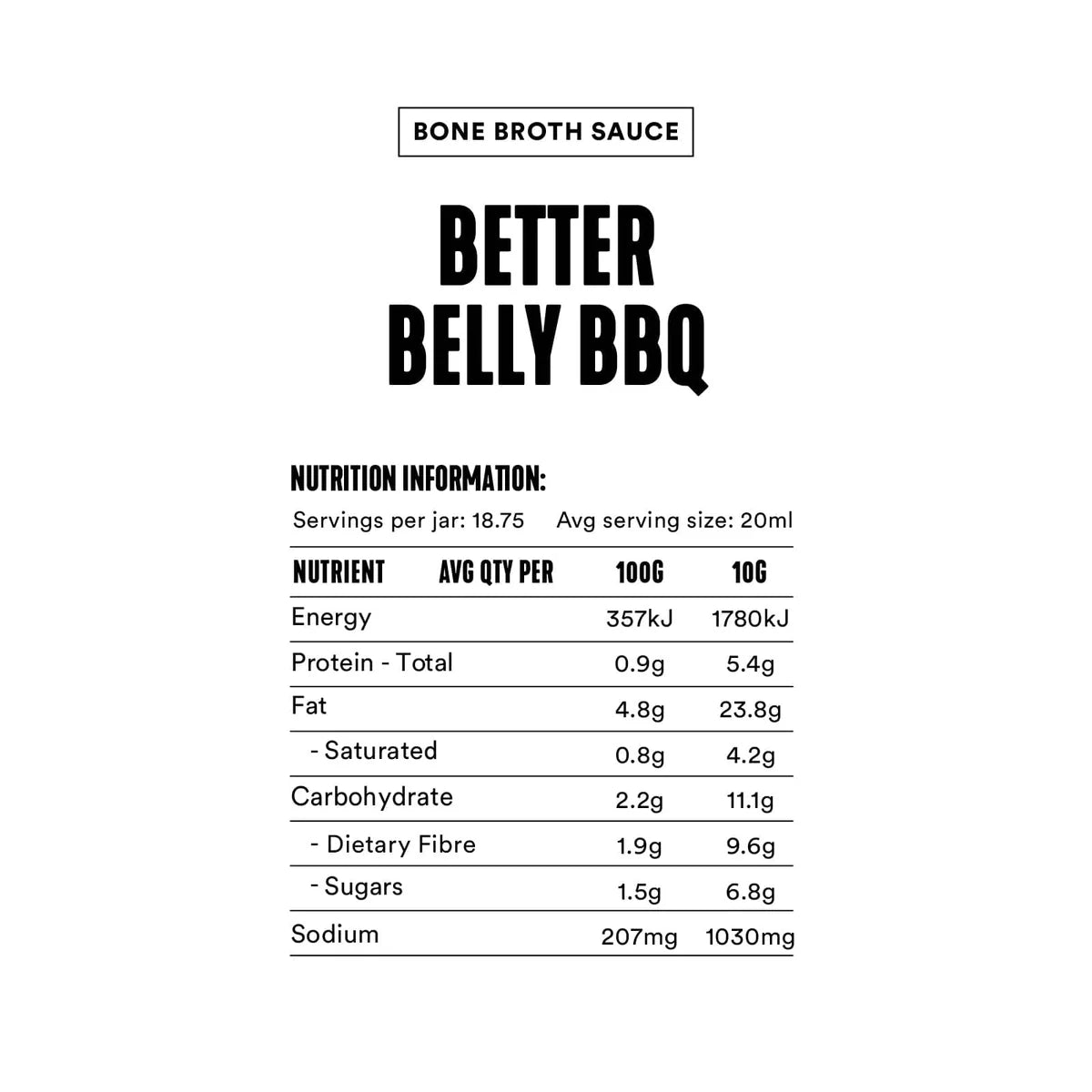 Bone Broth Sauce Better Belly BBQ G/F 375ml (Copy) Gevity Rx