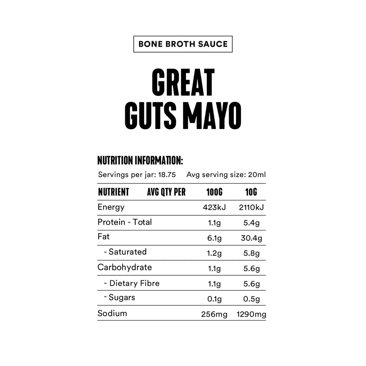 Bone Broth Sauce Great Guts Mayo G/F 375ml Gevity Rx
