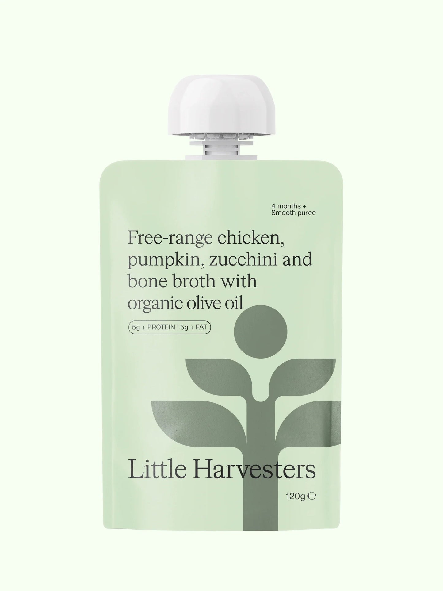 Puree Pouch - Free-range chicken, pumpkin, zucchini and bone broth with organic olive oil 120g LITTLE HARVESTERS
