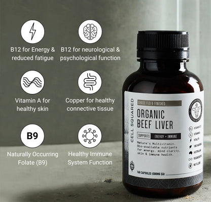 Organic Grass Fed Beef Liver Capsules Cell Squared