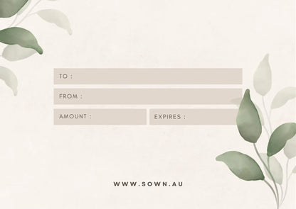 Sown Gift Card Sown